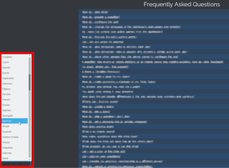 Changing the dashboard and website language