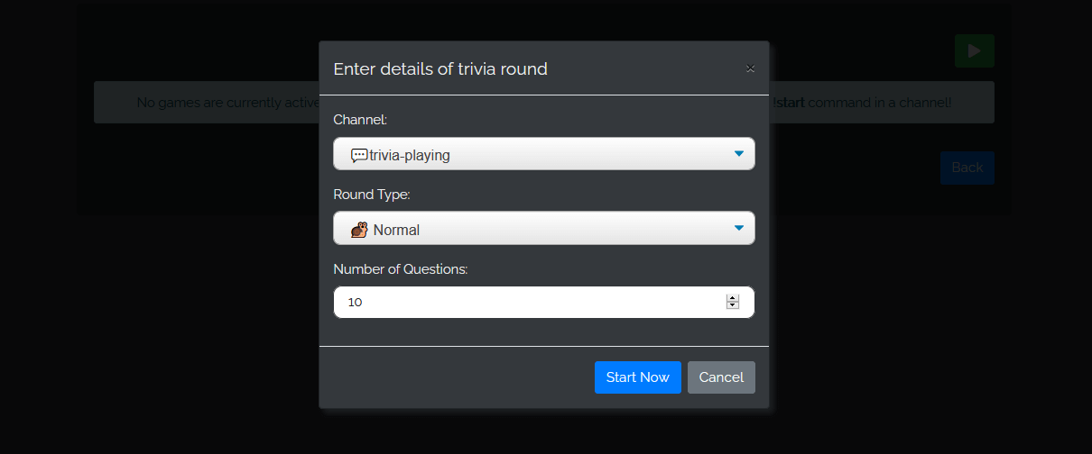 Start game using dashboard