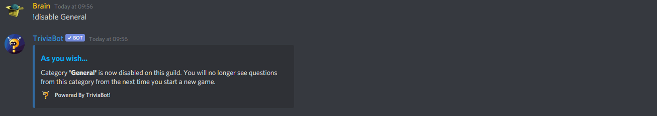 Disable category